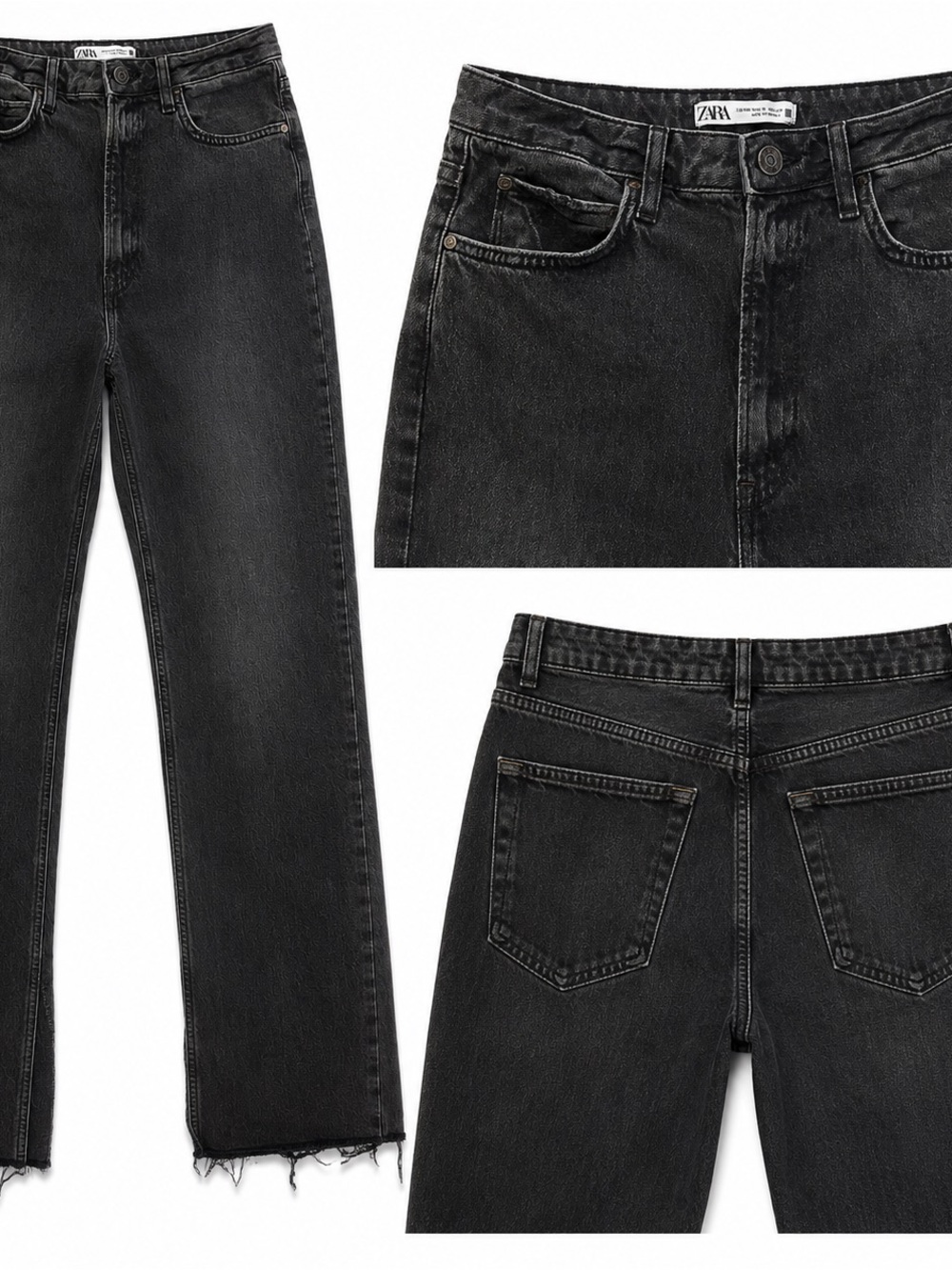 Zara Straight Black Washed Denim Jeans